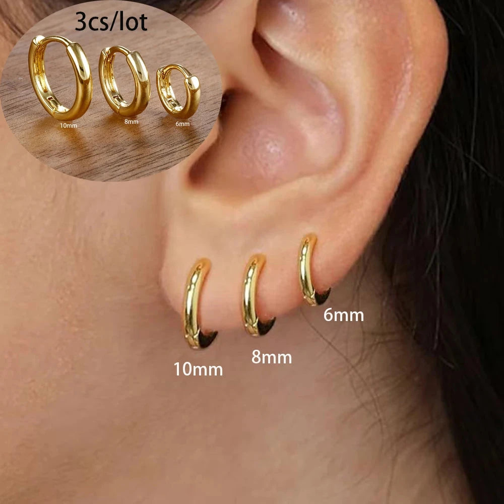 3 Piece Fashion Stainless Steel Round Star Drop Earrings Set for Women 18K Gold Plated Dangle Earring Punk Unisex Rock Jewelry Econic Blanks